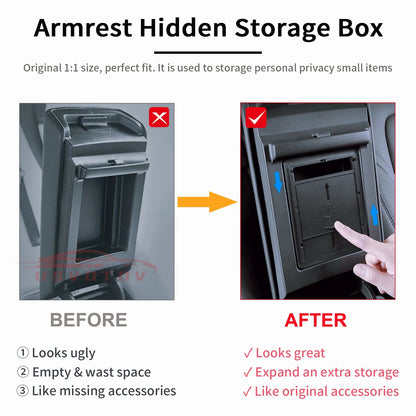 Armrest Hidden Bins Cup Holder